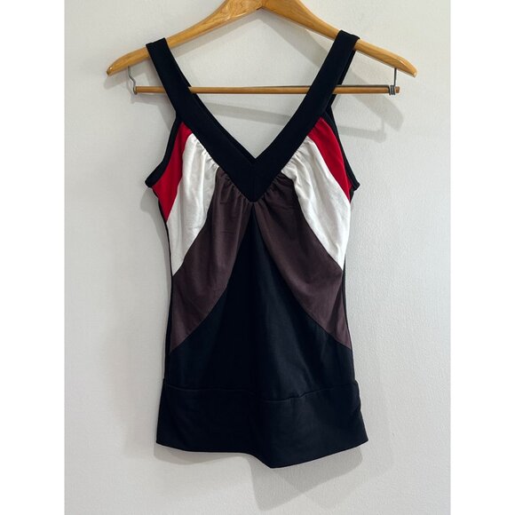 Y2K Studio Y Color Block Tank Top Blouse Juniors XS Black/Red V-neck - Picture 1 of 6